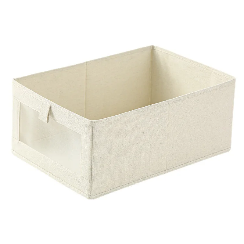 Linen Storage Bins Storage Containers for Organizing Clothing, Jeans, Toys, Books Closet Organizers Storage Baskets with Window