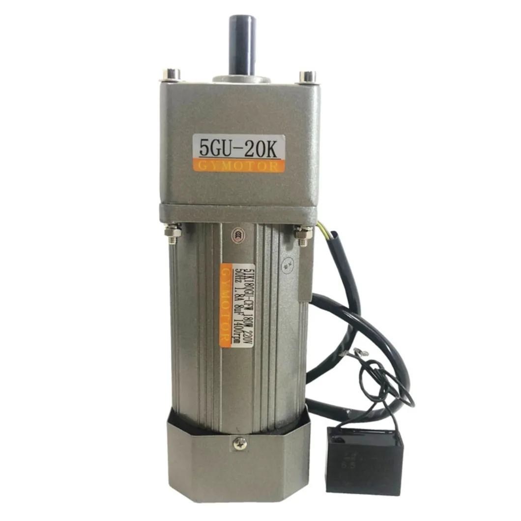 180W AC 220V Single-Phase Shaft Diameter 15mm, Fixed/Constant-Speed Gear Motor 5GU Gearbox AC Motor