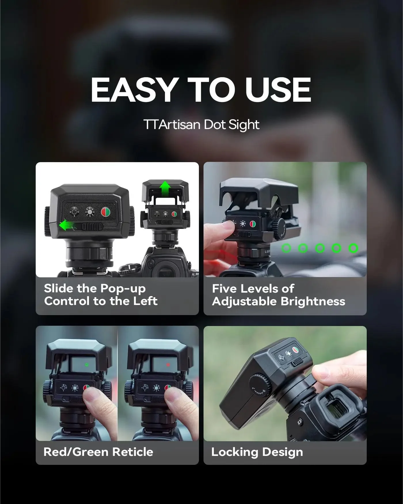 TTartisan Camera Dot Sight with Cold Shoe Mount for Telephoto Lens Photography Accessories with Locking Design