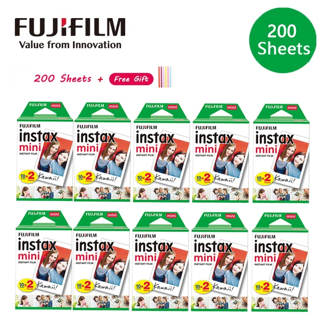 

10 - 200 Sheets Fujifilm 3 Inch white Edge Films for Instax Mini12 11 7+ 9 40 90 70 Instant Camera Link Liplay Fuji Instant Film