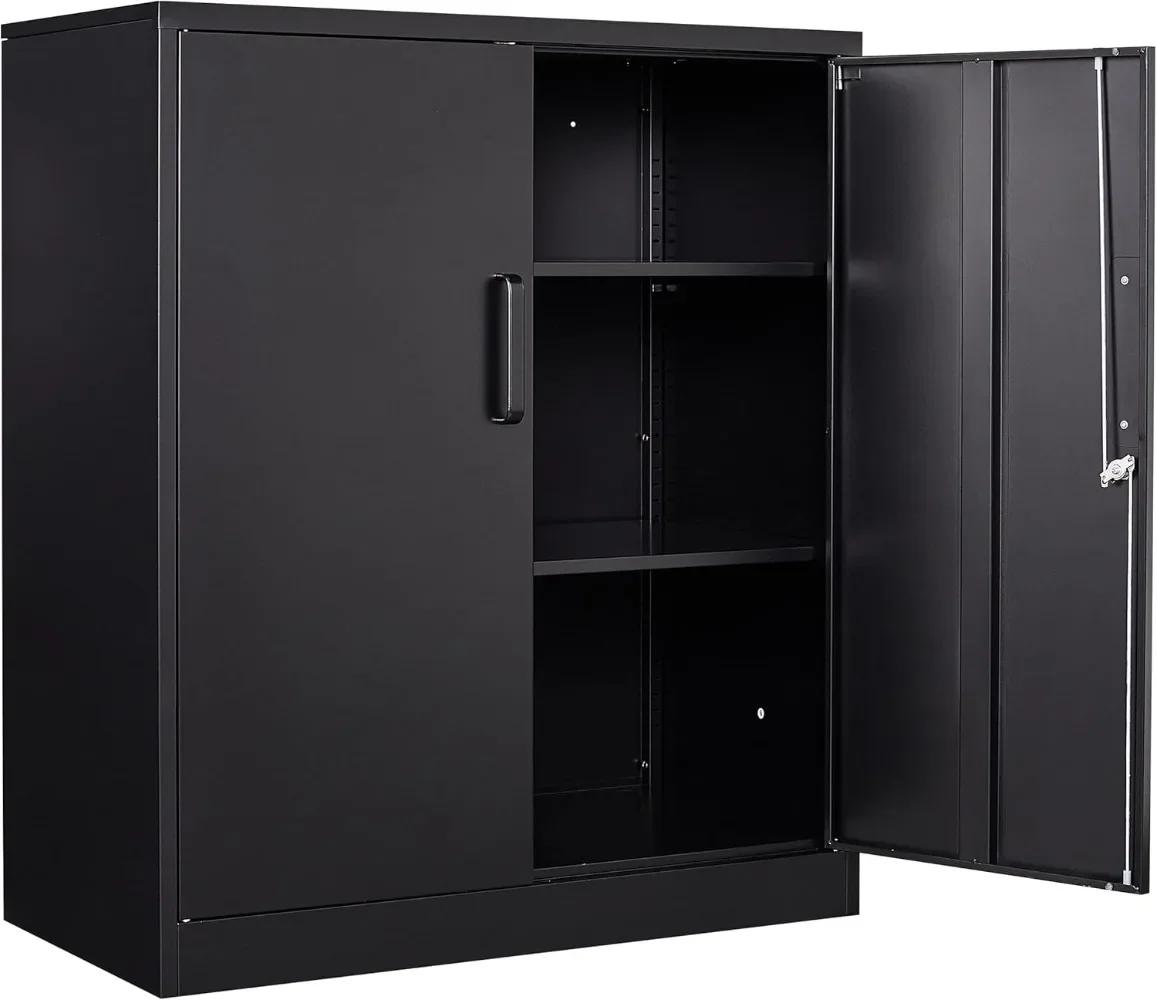 

Metal Storage Cabinet Locked Steel Cabinet with 2 Adjustable Shelves,Office Cabinet Locking Tool Cabinets36"H