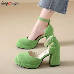 2024 New High Heels Women Mary Janes Lolita Shoes Thick Platform Shoes Sandals Pumps Summer Party Ladies Shoes Mujer Zapatos