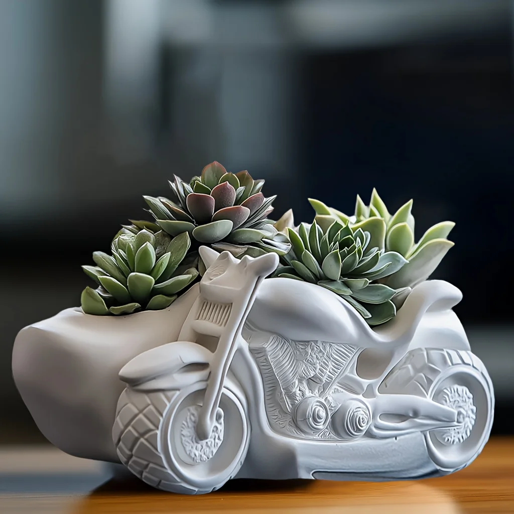 Motorcycle succulent plant flowerpot resin silicone mold motor off-road motorcycle storage box candle cup concrete gypsum molds