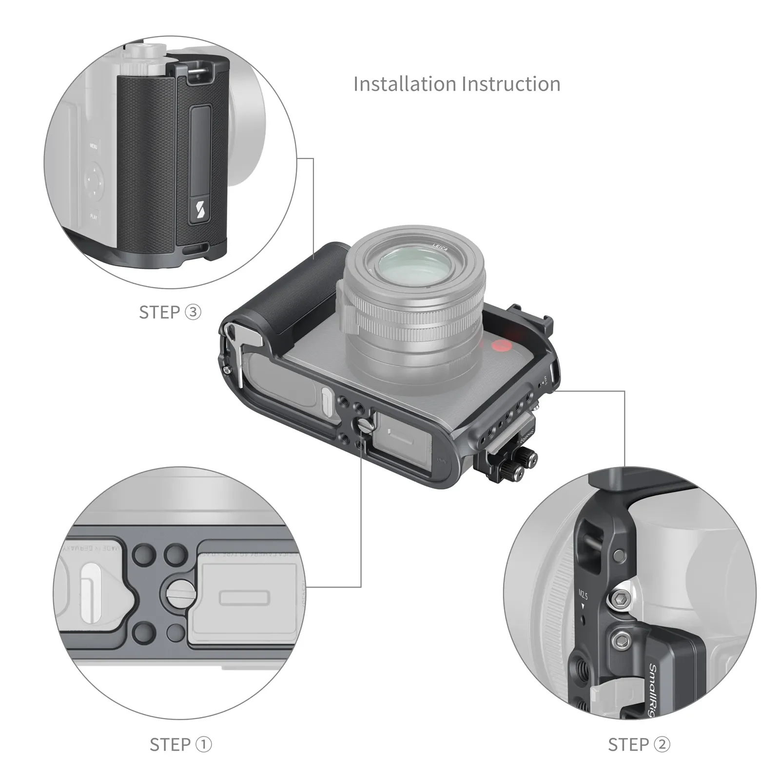 Imagem -03 - Smallrig Alumínio Alloy Câmera Cage Kit Forma de l Mount Plate Handle Arri Rosca Buraco Cold Shoe Mount Leica q3