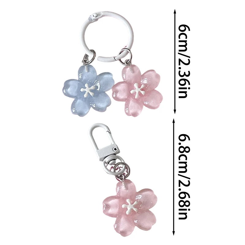 Fun Jelly Color Sakura Flower Keychain; Creative Fashion Accessory; Cute Couple Present; Backpack Hanging Charm