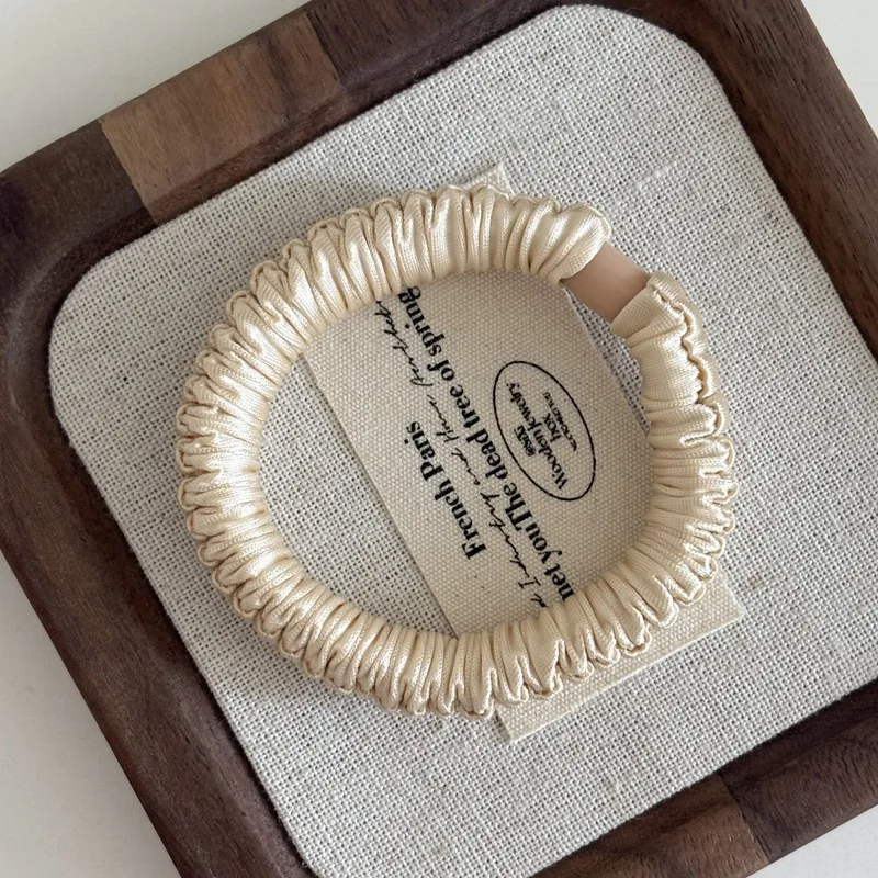 Imagen 7: Coletero de seda elástico a la moda para mujer, bandas de goma para el pelo de satén de Color sólido, coletero seda scrunchie cabello coletero pelo mujer
