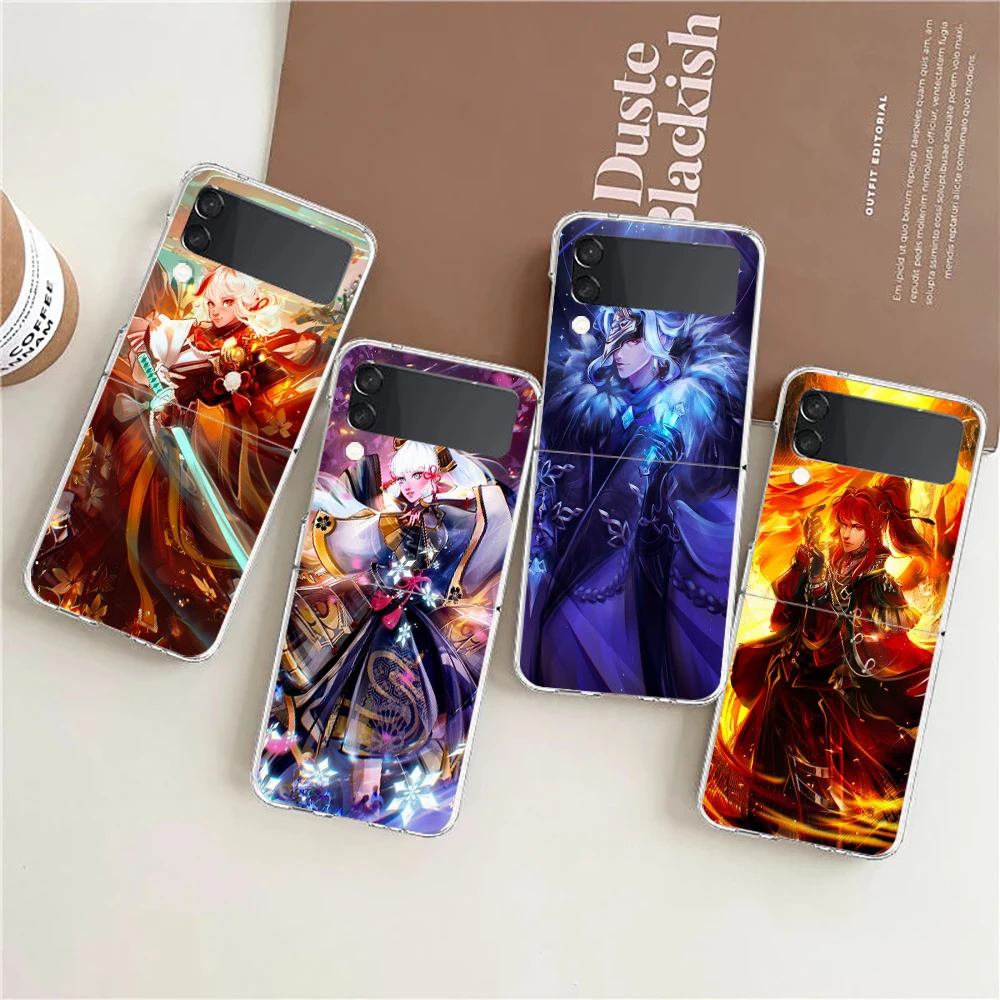 Xiao Genshin Impact Clear Phone Case For Samsung Galaxy Z Flip 3 4 5 Hard Folding PC Shell For Samsung Z Flip3 Back Cover