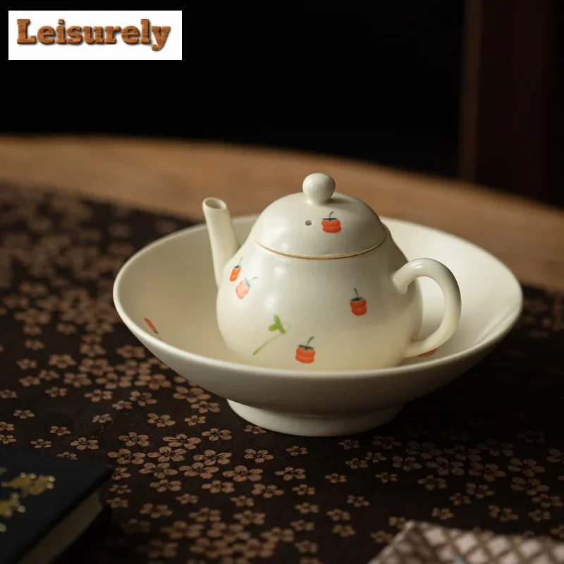 130 مللي اليدوية الصودا المزجج إبريق الشاي اليابانية البرسيمون روي الباحث وعاء صانع الشاي تصفية غلاية شاي أبيض Teaset اكسسوارات هدية #5