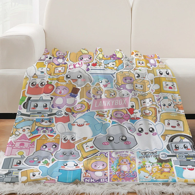 Fluffy Soft Blankets H-Lankybox Boxy And Foxys Microfiber Bedding Decorative Sofa Blanket Warm Fleece Camping Custom Nap Anime