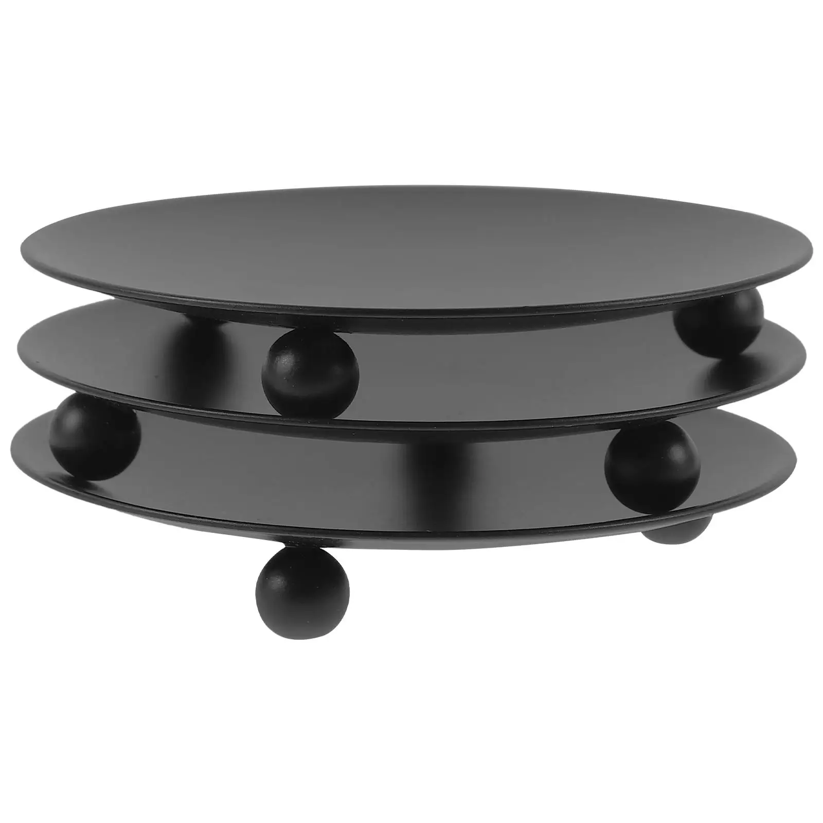 

3 Pcs Iron Candlestick Plate Taper Table Centerpiece Tray Holder Metal Tealight