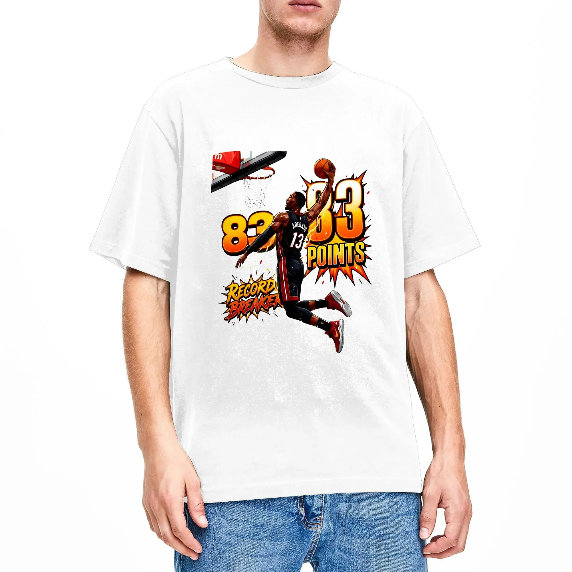 Bam Adebayo 83 Points 83 T-Shirt Summer  Harajuku T Shirts Man Cotton Crewneck 4XL 5XL 6XL Clothes Short Sleeve Streetwear Tops