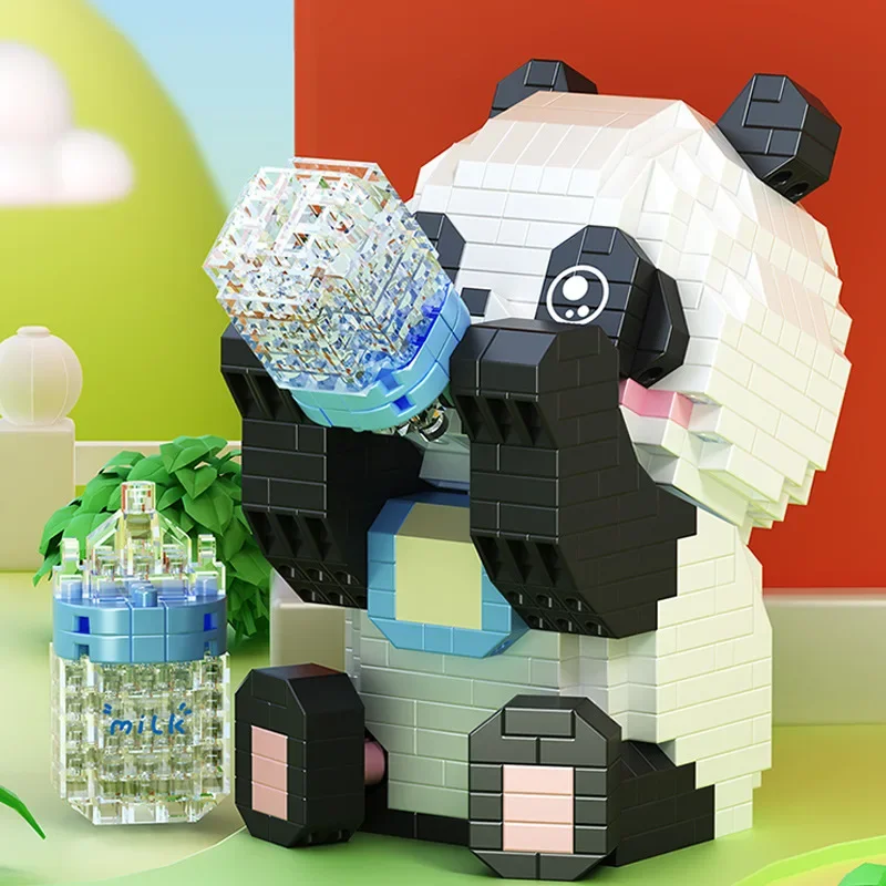 Panda Chinese building blocks toy decoration model children girls patchwork assembled gift