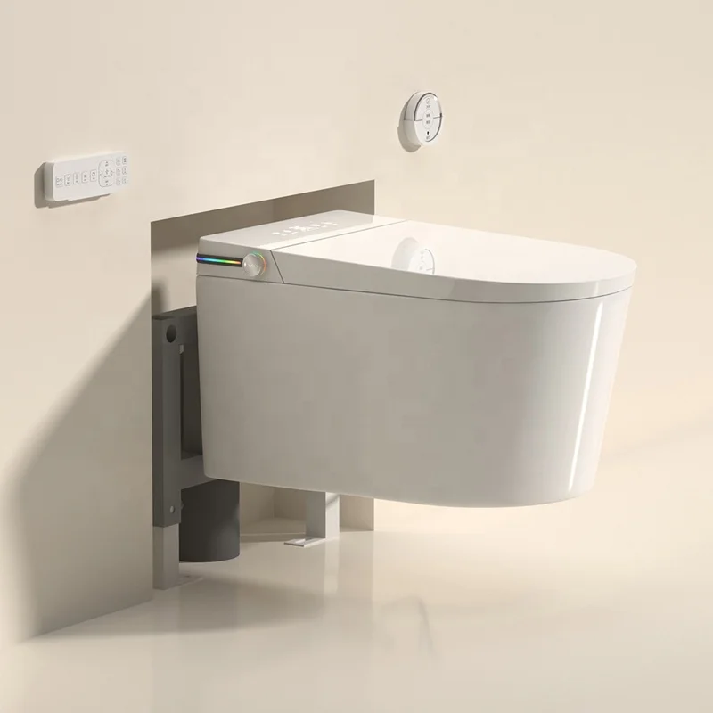 New Design Electronic Wall Hang Mounting Advance Bowl Household One Piece 220v Smart Toilet With Built in Water Tank view 3