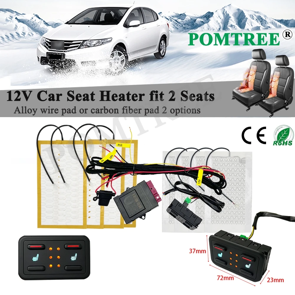 

Universal Build-in Car Seat Heater Kits Fit 2 Seats Alloy Wire/Carbon FiberHeating Pad 3-level Control Switch For Toyota Camry