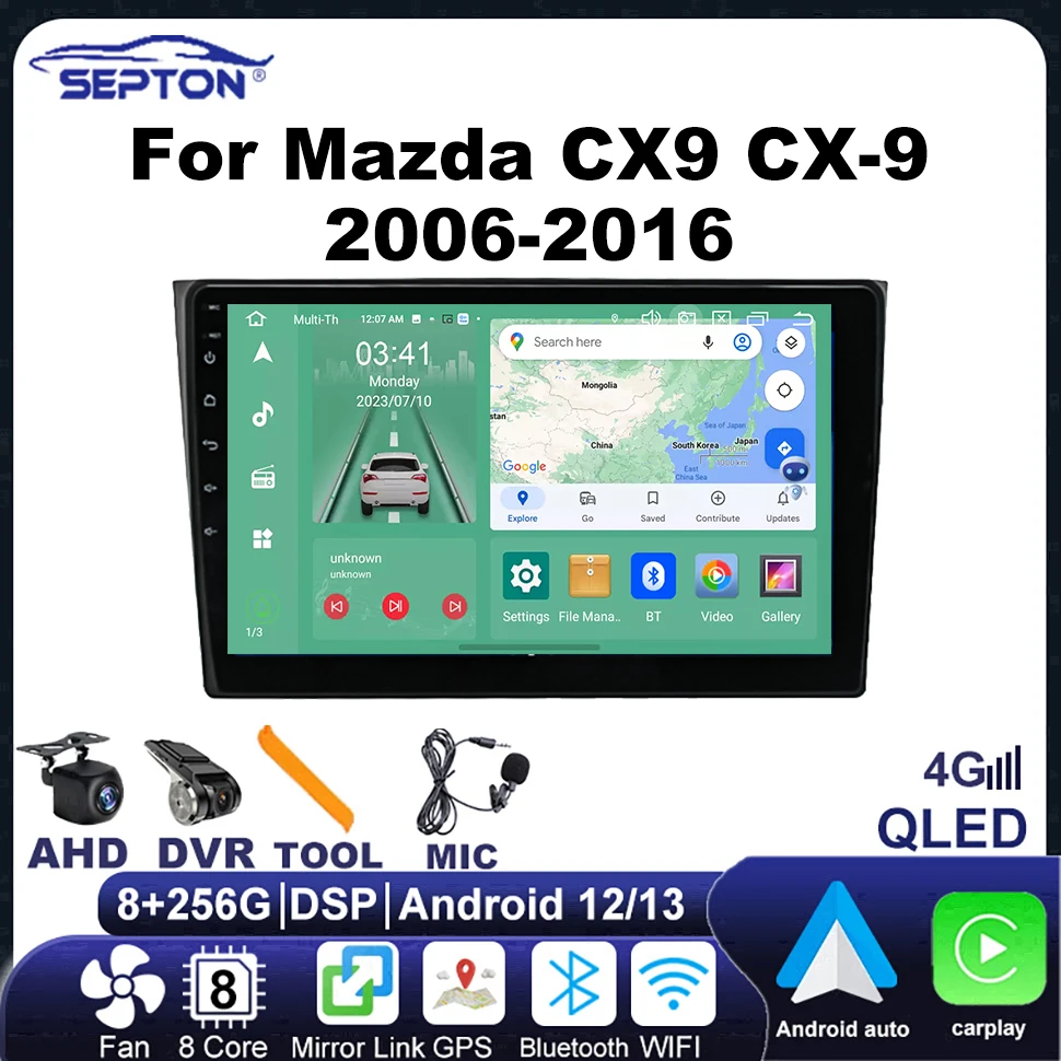 

Автомобильный экран SEPTON Android для Mazda CX9 CX-9 2006-2016, автомобильный мультимедийный плеер, навигация, GPS Carplay, WIFI, головное устройство, 4G Net