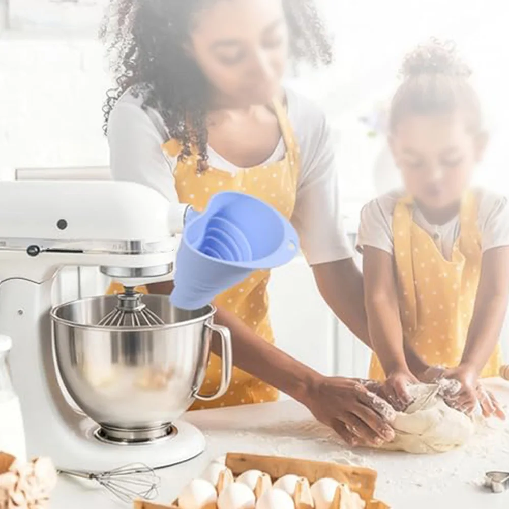 Silicone Foldable Flour Funnel: Clog-Free Design Mixers Silicone Flour Funnel For Mixer Space Saving For Kitchen Aid Standing