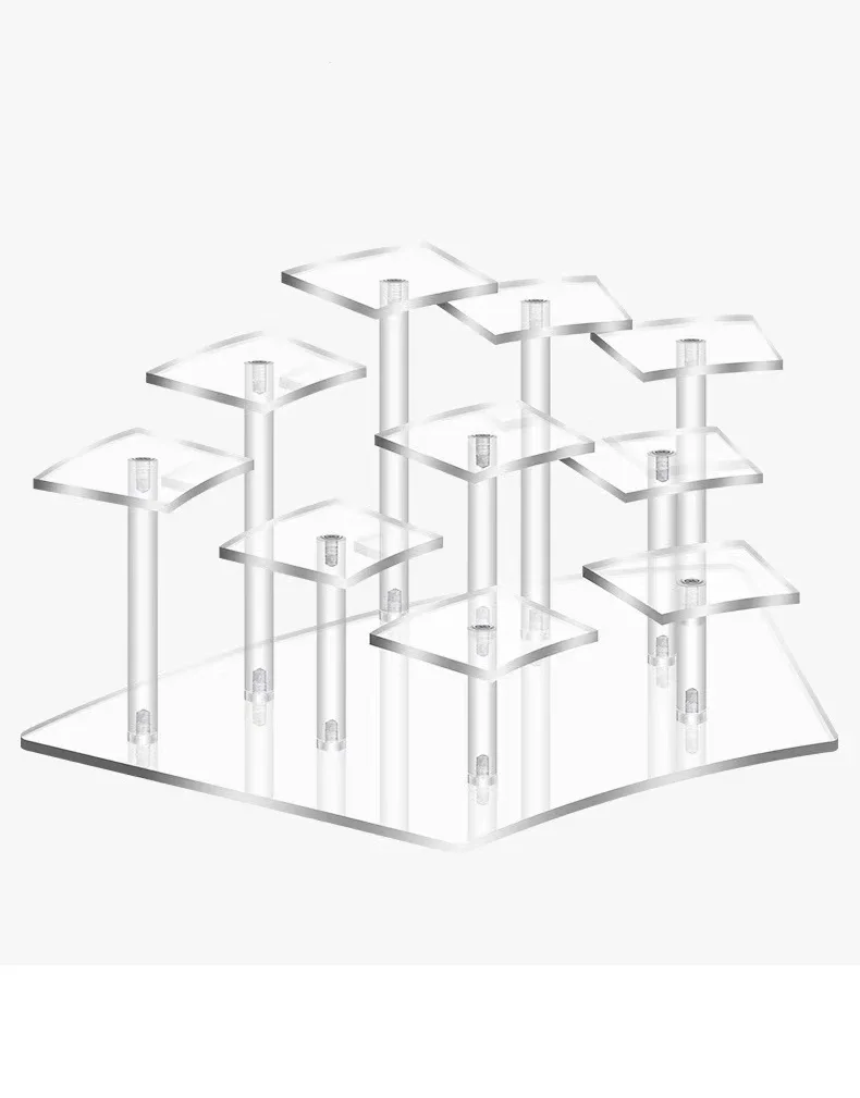 Acrylic Display Stand 10 Tier Display Risers for Funko POP Figures Perfume Organizers Cupcake Dessert Collectibles Jewelry