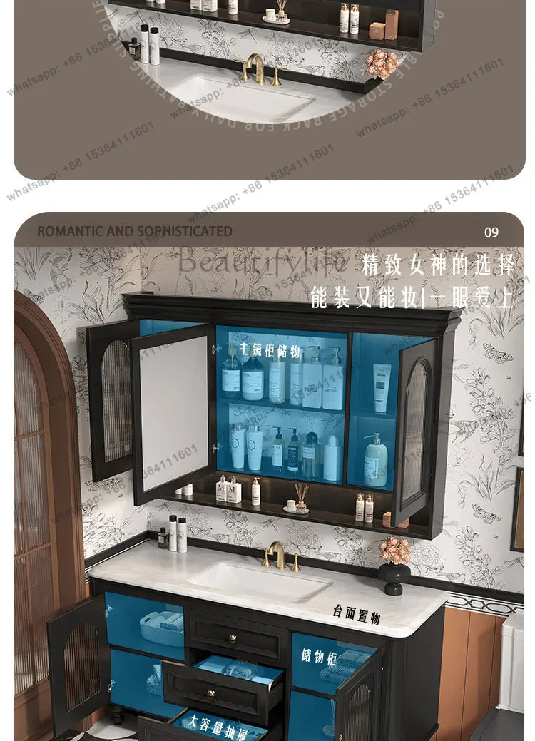 Picture 7: retro floor-to-ceiling bathroom group, washing table, rock slab ceramic integrated basin, hand and face table.