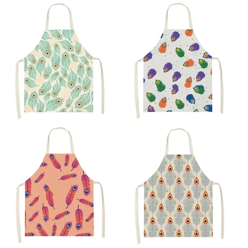 Color Feather Print Pattern Color Feather Print Pattern Cute Apron For Home Cooking Anti-Fouling Anti-Greasy And Easy To Clean