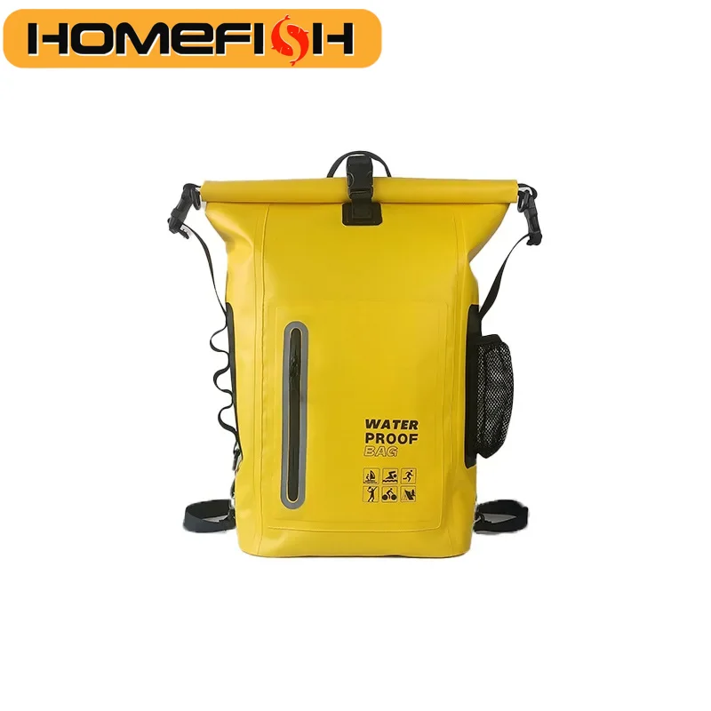 

Рюкзак HOMEFISH, прочный, 25 л, водонепроницаемый, для активного отдыха, большой емкости, со светоотражающими полосами, дорожная сумка, удобный, из ПВХ, для походов, для мужчин