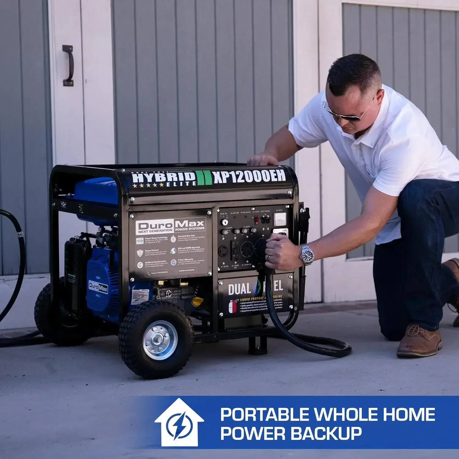 Generator-12000 Watt Gas or Propane Powered Home Back Up & RV Ready, 50 State Approved Dual Fuel Electric Star