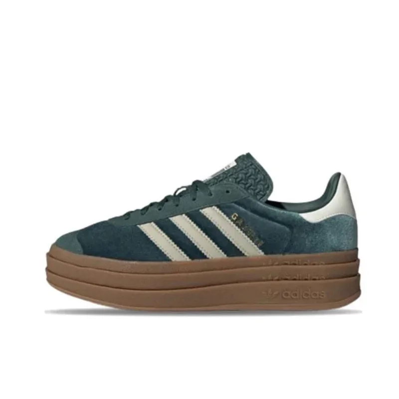 Adidas Green GAZELLE BOLD Women's Fashion Hundred Comfortable Low Top Board Shoes Wear-resistant Anti-slip Casual Shoes