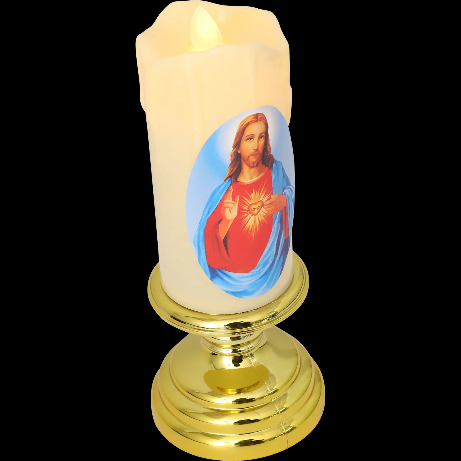 Velas de oración católica de centro de mesa LED electrónico luces alimentadas brillo cónico
