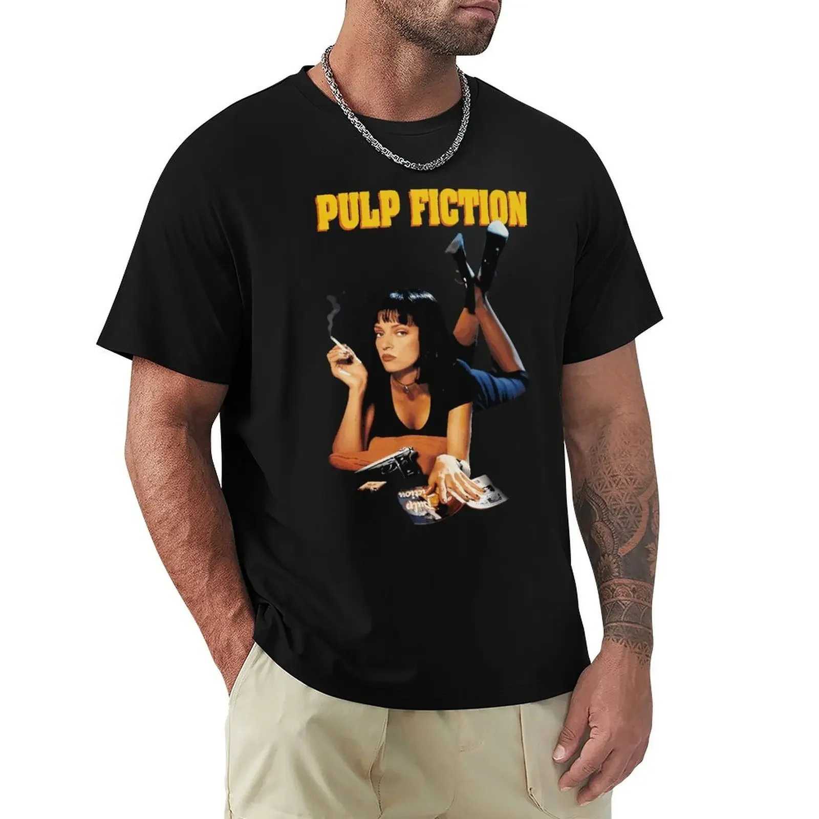 Vintage PulpFiction Cotton Mia Wallace Quentin Tarantino Short Sleeved Streetwear Merch Gift fashion Round neck Hot sale outfits