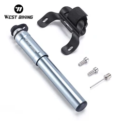 WEST BIKING 130PSI Portable Mini Bicycle Pump CNC Aluminum Alloy Schrader Presta Valve Inflator  MTB Road Bike Hand Air Pump