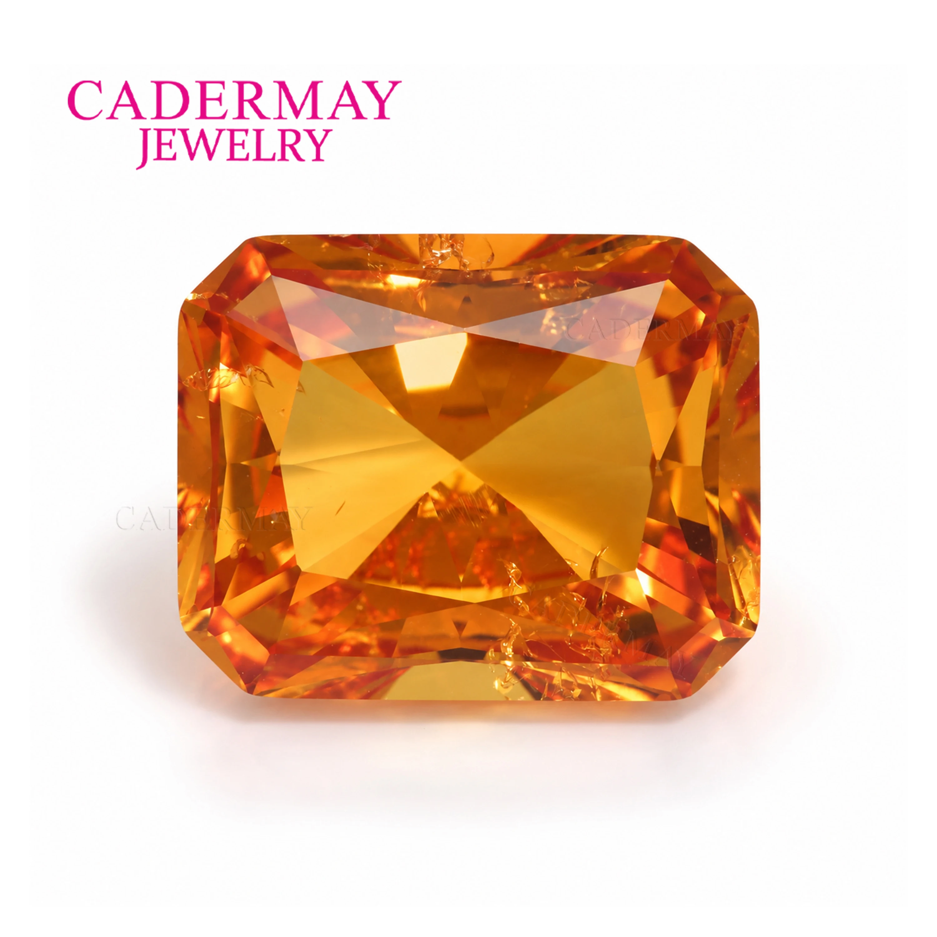 Cadermay Lab Fanta Colorful Sapphire With Inclusions 4x6mm-15x20mm Radiant Orange Color Lab Saphhire for Jewelry Making