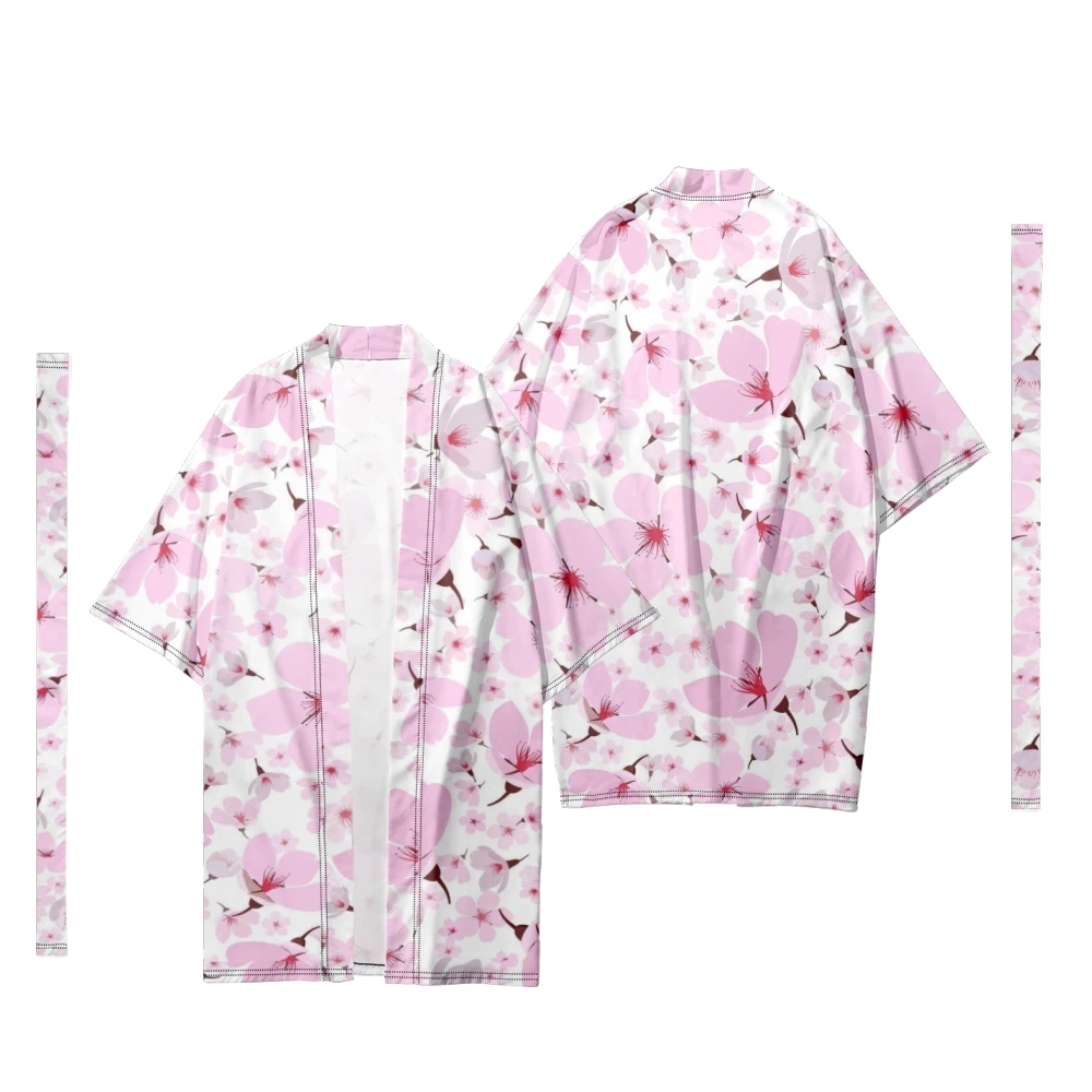 

Men's Japanese Long Kimono Cardigan Men's Samurai Costume Kimono Traditional Sakura Pattern Kimono Shirt Yukata Jacket 10