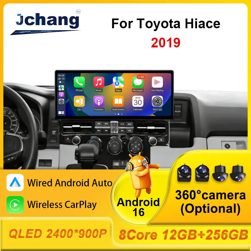 Wireless CarPlay Navi GPS Stereo for Toyota Hiace 2019 Car Radio Audio Video Multimedia WiFi 4G BT Player Split Screen Head Unit