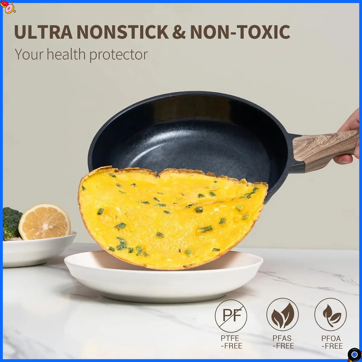 Cast Aluminum Frying Pan Set 14-Piece, Ceramic Coated Nonstick with Lids for Cooking