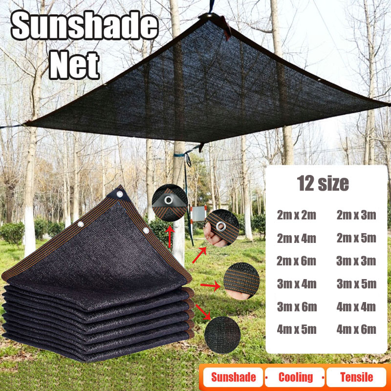  12 pin black sunshade, garden, balcony, plant cover, outdoor greenhouse, swimming pool sunshade, mesh anti UV net 