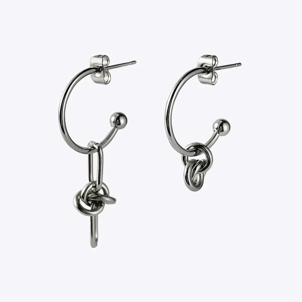 ENFASHION Knot Earings Set Silver Color Drop Earrings For Women Fashion Jewelry Stainless Steel Pendientes Mujer Gifts E211338