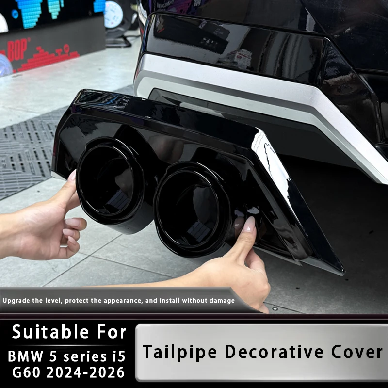 تصفيف السيارة الخلفي الشفاه المفسد الزاوية العادم تلميح الأنابيب الذيل الحلق Cvoer اكسسوارات الخارجي ملصق لسيارات BMW 5 Series G60 2024 +