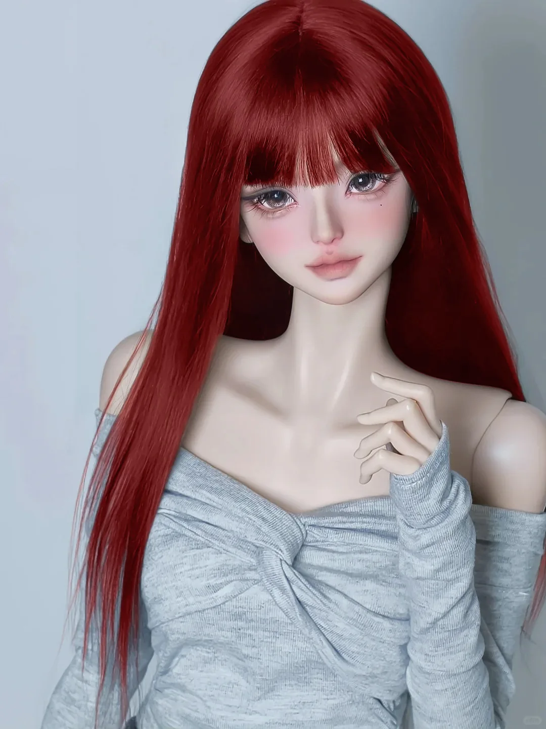 

bjd Qi bangs suitable for 1/3 1/4 1/6 size wine-red long straight hair high temperature silk wig doll accessories wig