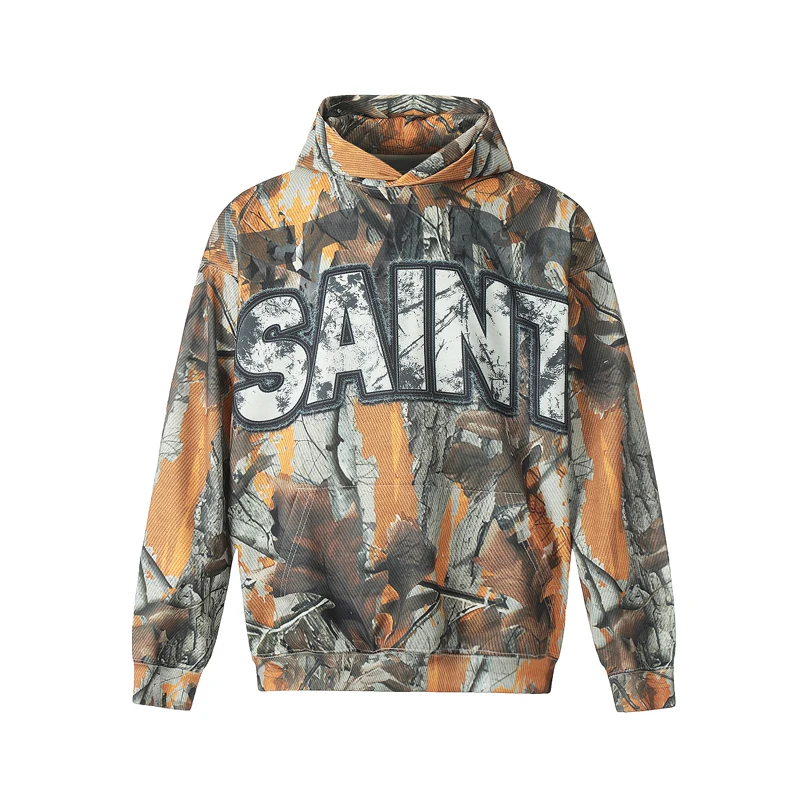 Saint Hoodies High Quality Tree Print Camouflage Vintage Print Hoody Sweatshirts Men Women