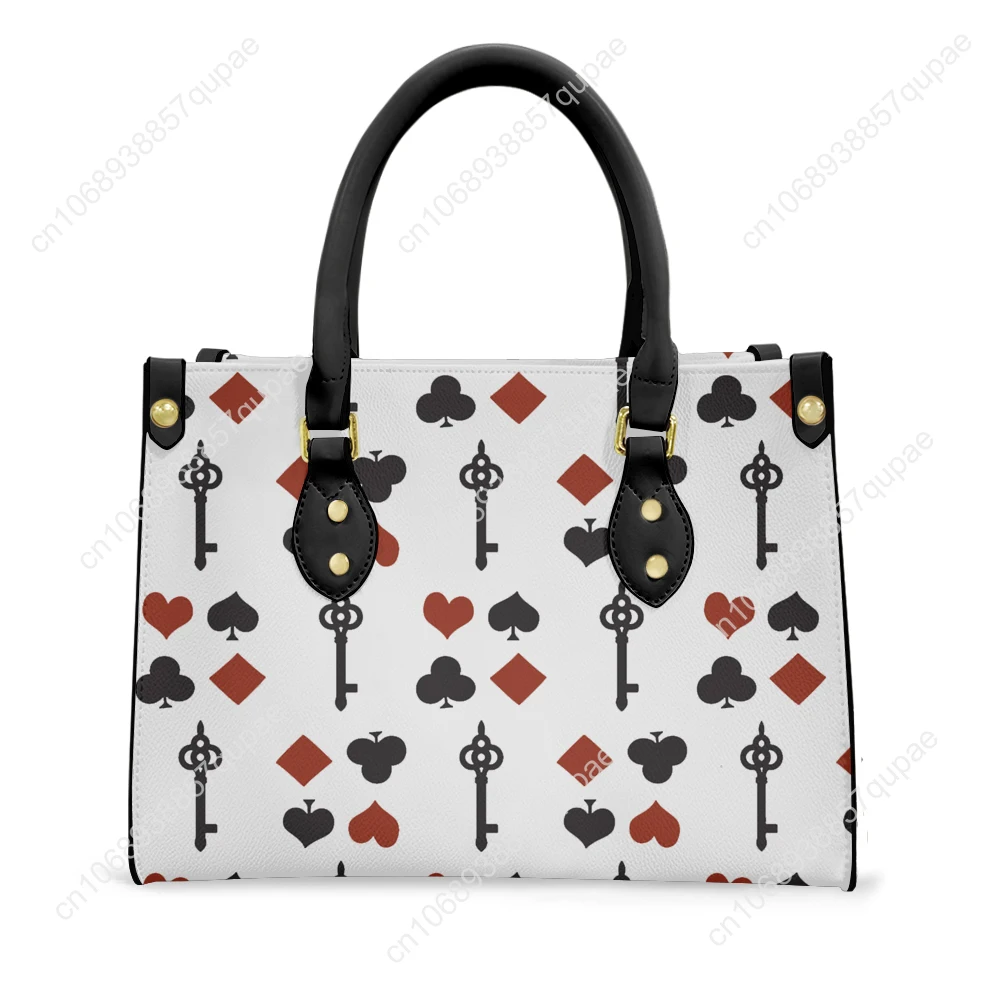 Playing Card Poker 3D Printed Pattern Tote Bag Purse Womens Mens Text Image PU Leather Handbag Business Shopping Gift Bags