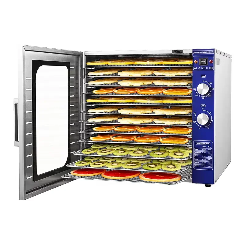 12 Tray Stainless Steel Food Dehydrator Machine Beef Jerky Dryer Fruit Vegetable Herb Drying Maker for Home Kitchen Use
