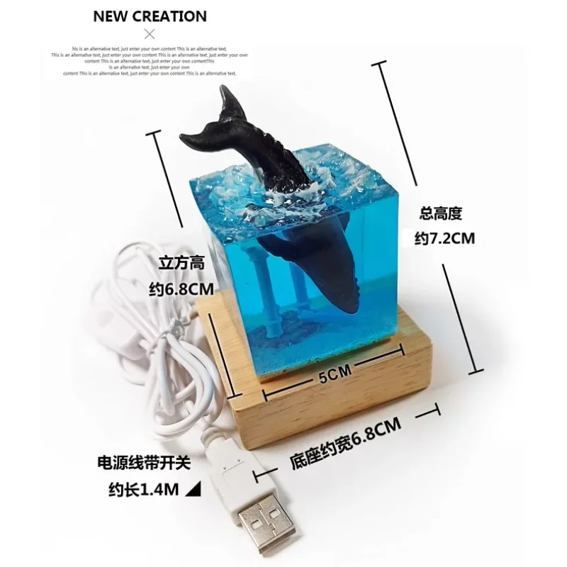 

Товары из смолы, подарок на день рождения, океанский кит, USB, пара, ночник, морская гора, украшение для дома, подарочная коробка