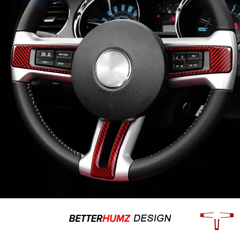 For Ford Mustang 2009-2013 Carbon Fiber Steering Wheel Panel Cover Trim Sticker Car Interior Decoration Tuning Accessories