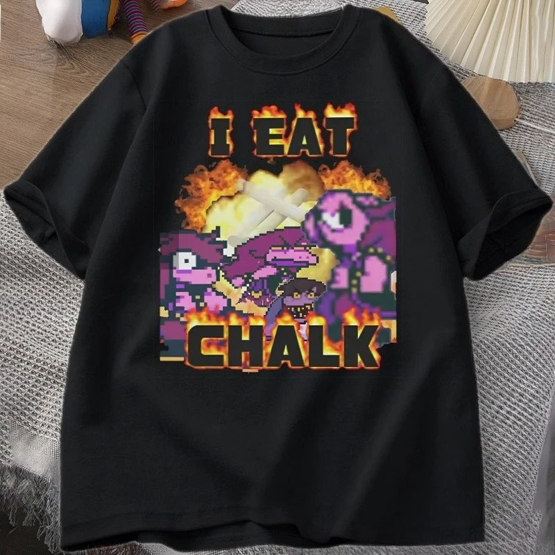 I Eat Chalk Deltarune Game T-Shirt für Damen, lässig, lustig, kurzärmelig, Rundhals-T-Shirt, Streetwear, Grafik-T-Shirts – Detail 4