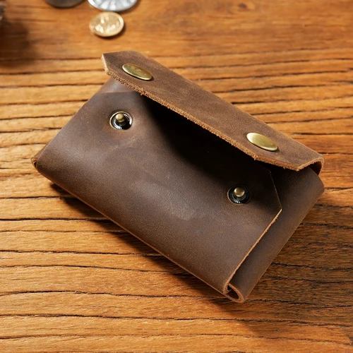 Imagen 2 del producto Tarjetero organizador de tarjetas de cuero vintage multifuncional con botón a presión y billetera con bolsillo trasero