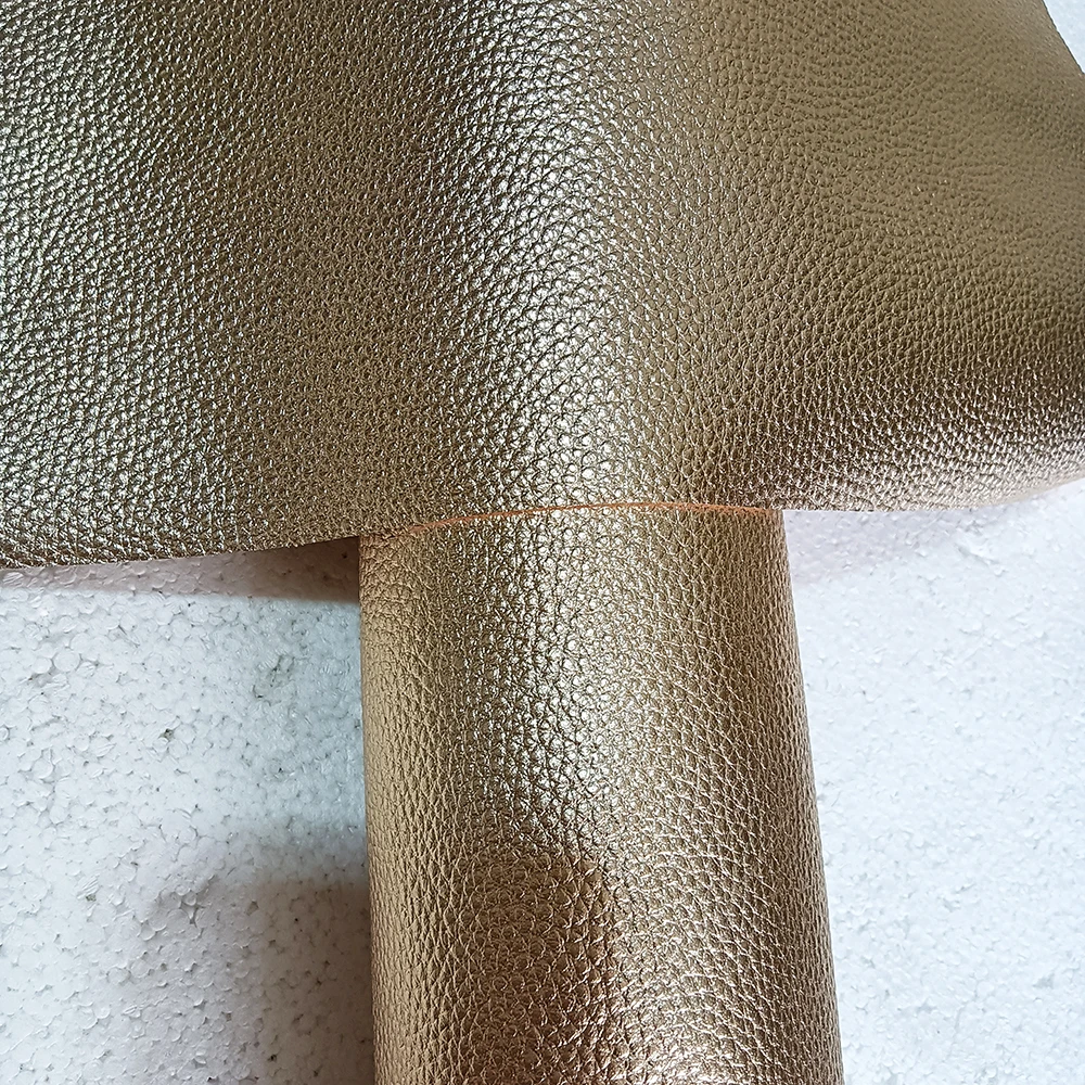 Litchi Textured Cowhide Lychee Top Layer Cow Leather, Solid Leather Bag, Sofa Fabric, Handmade DIY, Golden Color