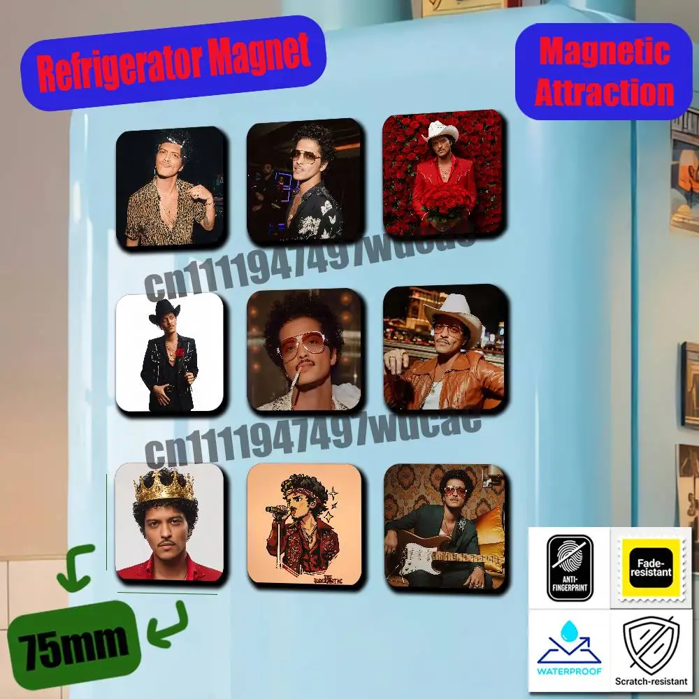 For B-Bruno Mars The Romantic Fridge Magnets Freezer Metal Cabinet Custom Refrigerator Magnetic Card Case