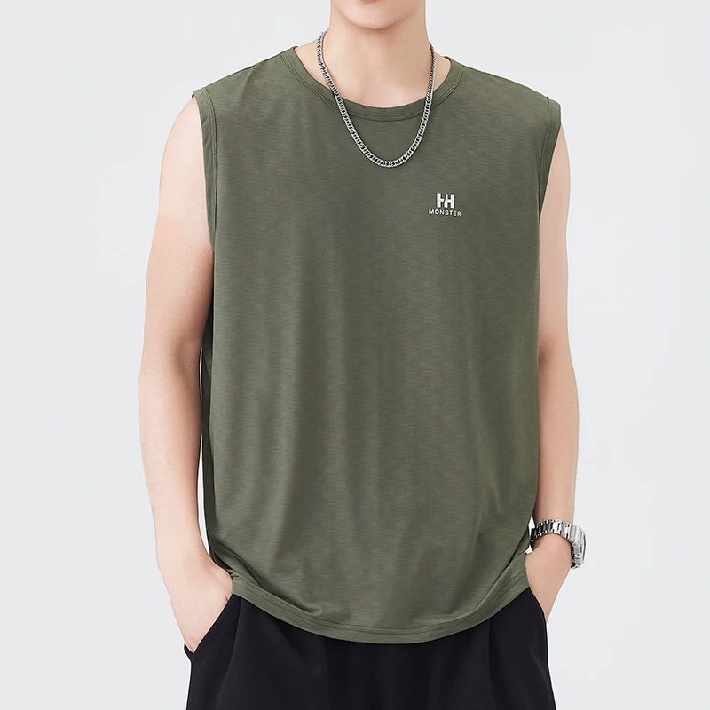 Men's Summer Ice Silk Tank Tops Gym Stringer Transparent Bodybuilding Sleeveless T Shirt Fitness Vest Tees Male Muscle Singlets