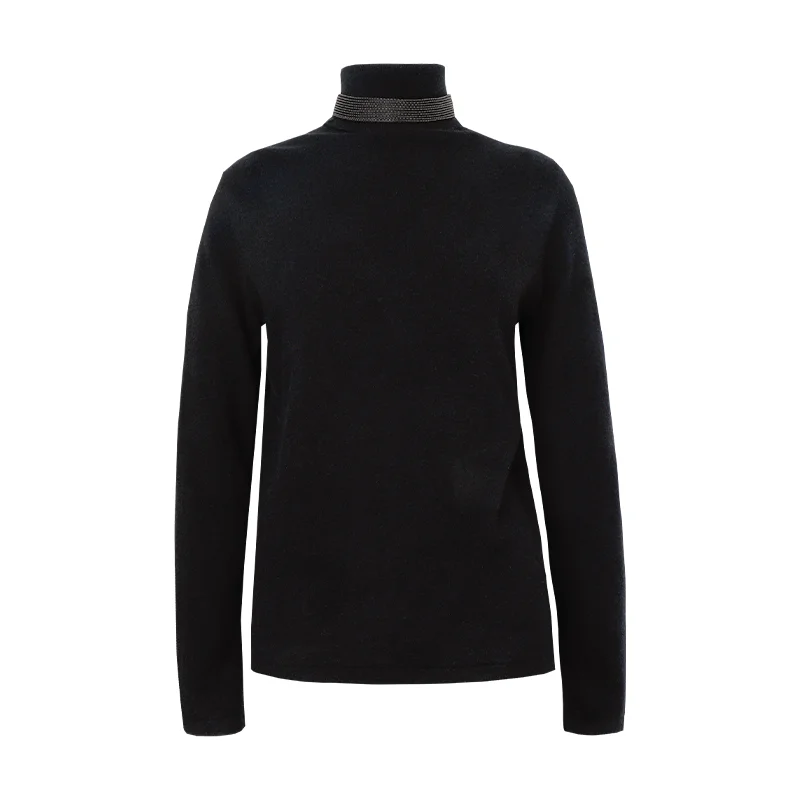 BC-436 In Stock Luxury Turtleneck Neckhole Long Sleeved Knitwear Women Knit Tops Cashmere Knit Woman Knitwear Clothes