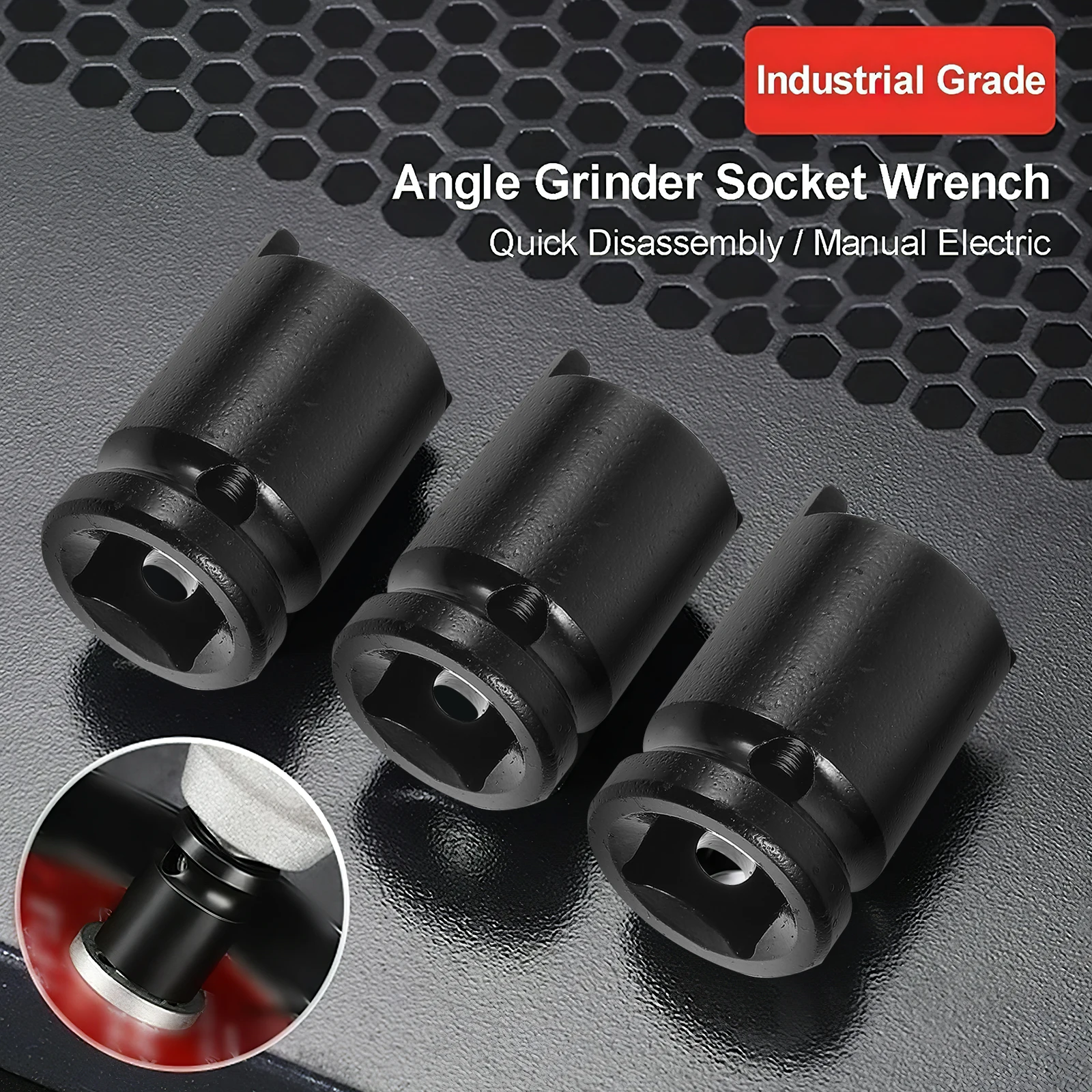 

4pcs Angle Socket Wrench Carbon Steel Manual Electric Angle Grinder Socket Wrench Tools Home Repair Construction Accessories