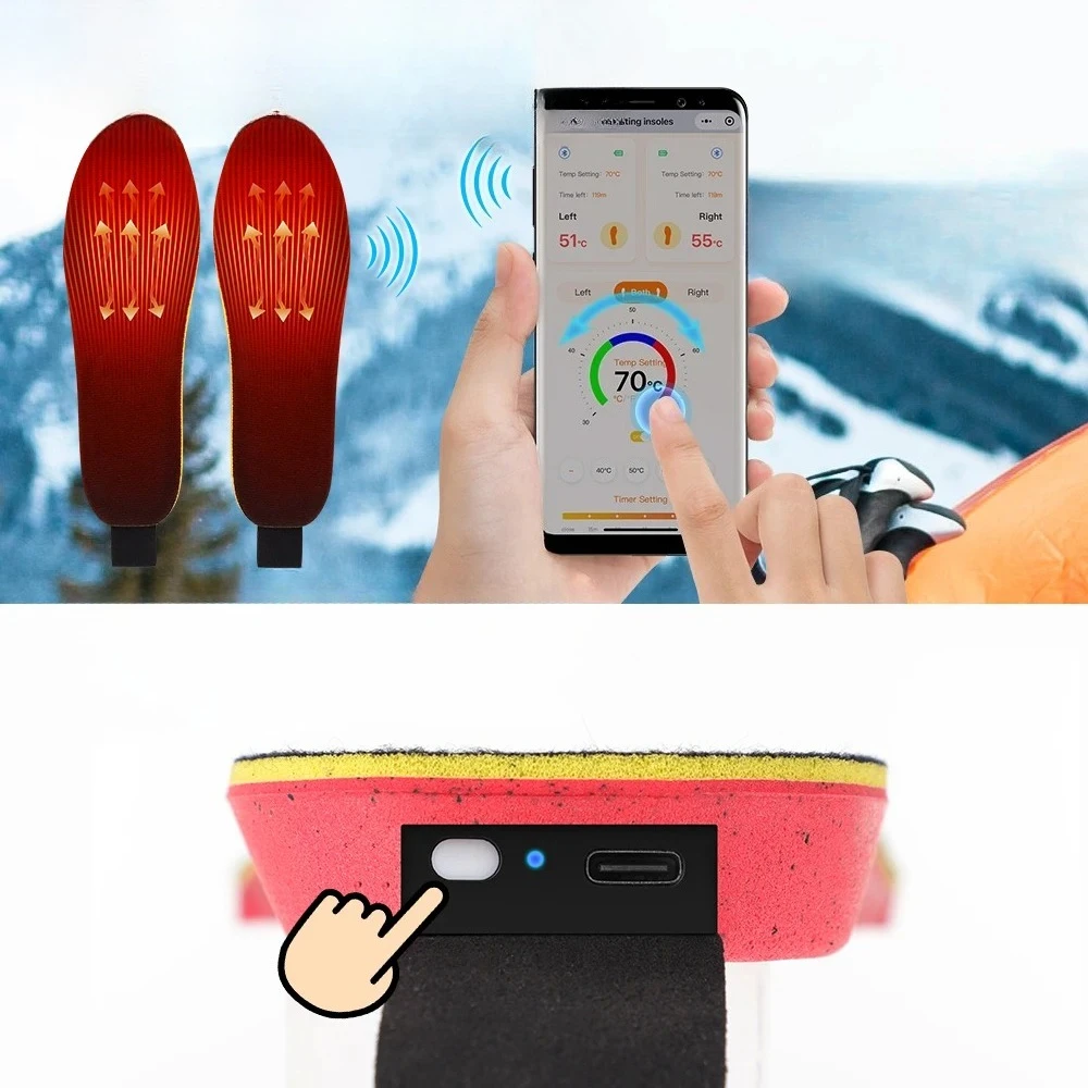 

Insoles for Shoes Rechargeable Foot Warming Pad Control Adjustable Heating for Warmer Winter Outdoor